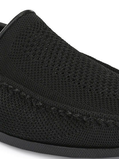 Guava Men's Black Knitted Slip On Driving Loafers (GV15JA760)