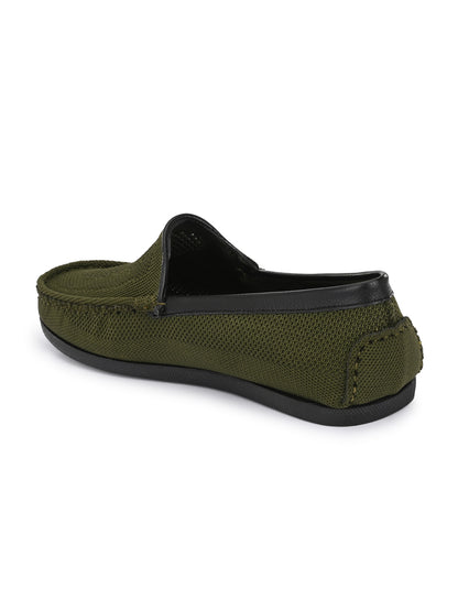 Guava Men's Olive Knitted Slip On Driving Loafers (GV15JA761)