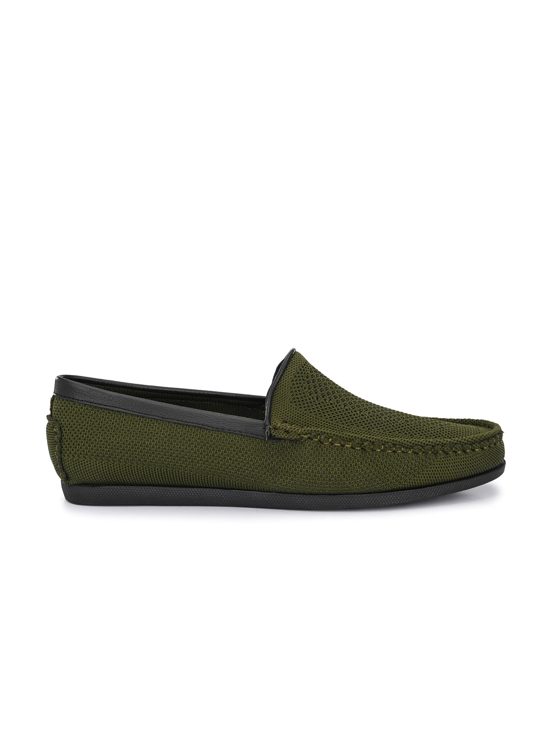 Guava Men's Olive Knitted Slip On Driving Loafers (GV15JA761)