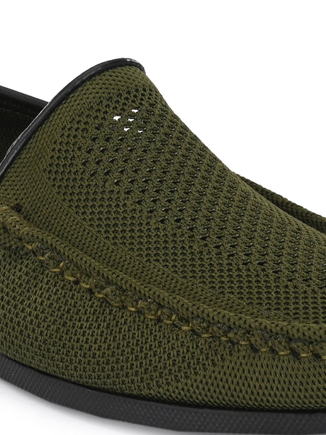 Guava Men's Olive Knitted Slip On Driving Loafers (GV15JA761)