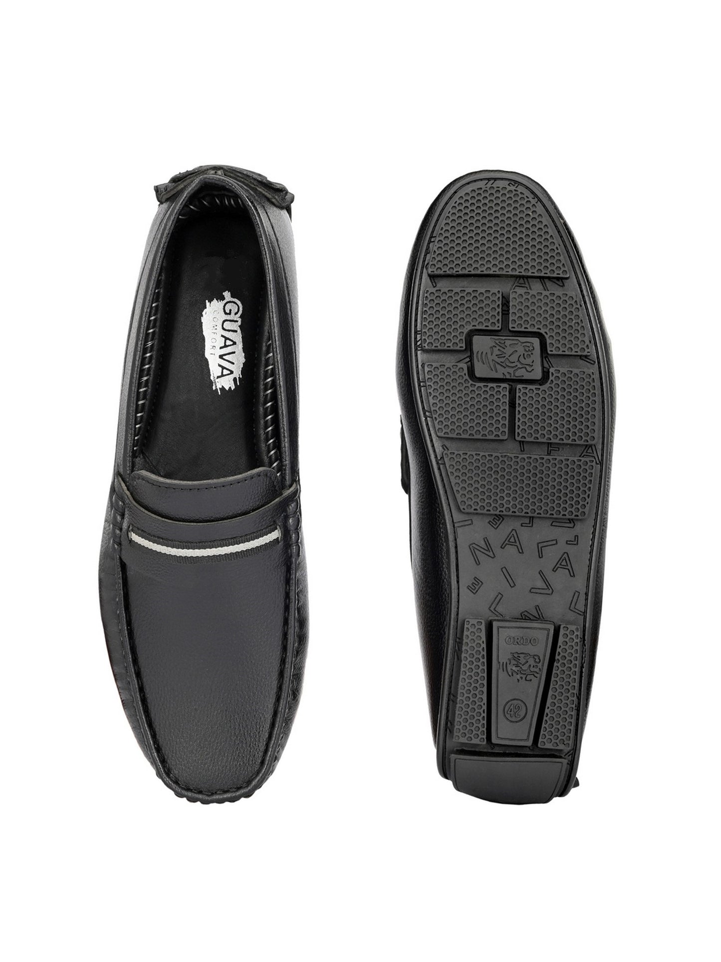 Guava Men's black Casual Slip On Driving Loafers (GV15JA782)