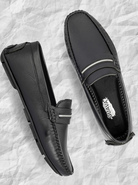 Guava Men's black Casual Slip On Driving Loafers (GV15JA782)