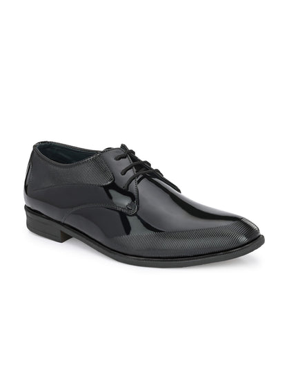 Guava Men's Black Patent Derby Lace Up Formal Shoes (GV15JA794)