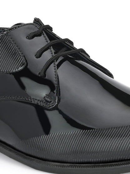 Guava Men's Black Patent Derby Lace Up Formal Shoes (GV15JA794)