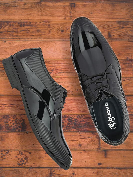 Guava Men's Black Patent Derby Lace Up Formal Shoes (GV15JA794)