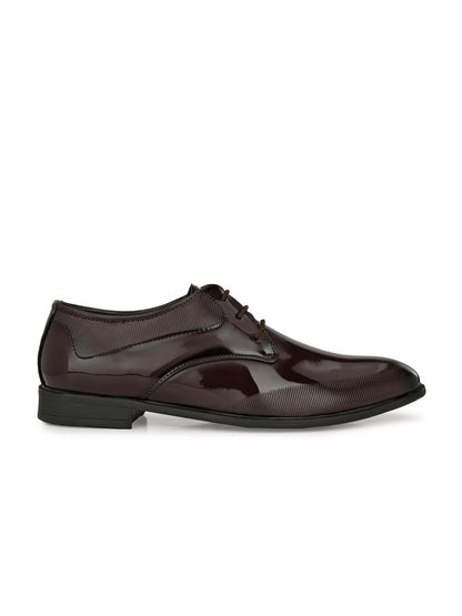 Guava Men's Brown Patent Derby Lace Up Formal Shoes (GV15JA795)