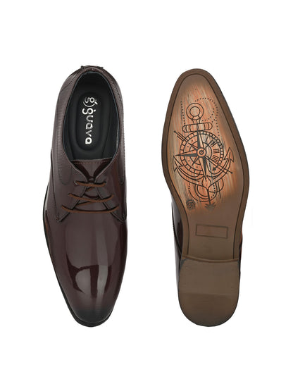 Guava Men's Brown Patent Derby Lace Up Formal Shoes (GV15JA795)