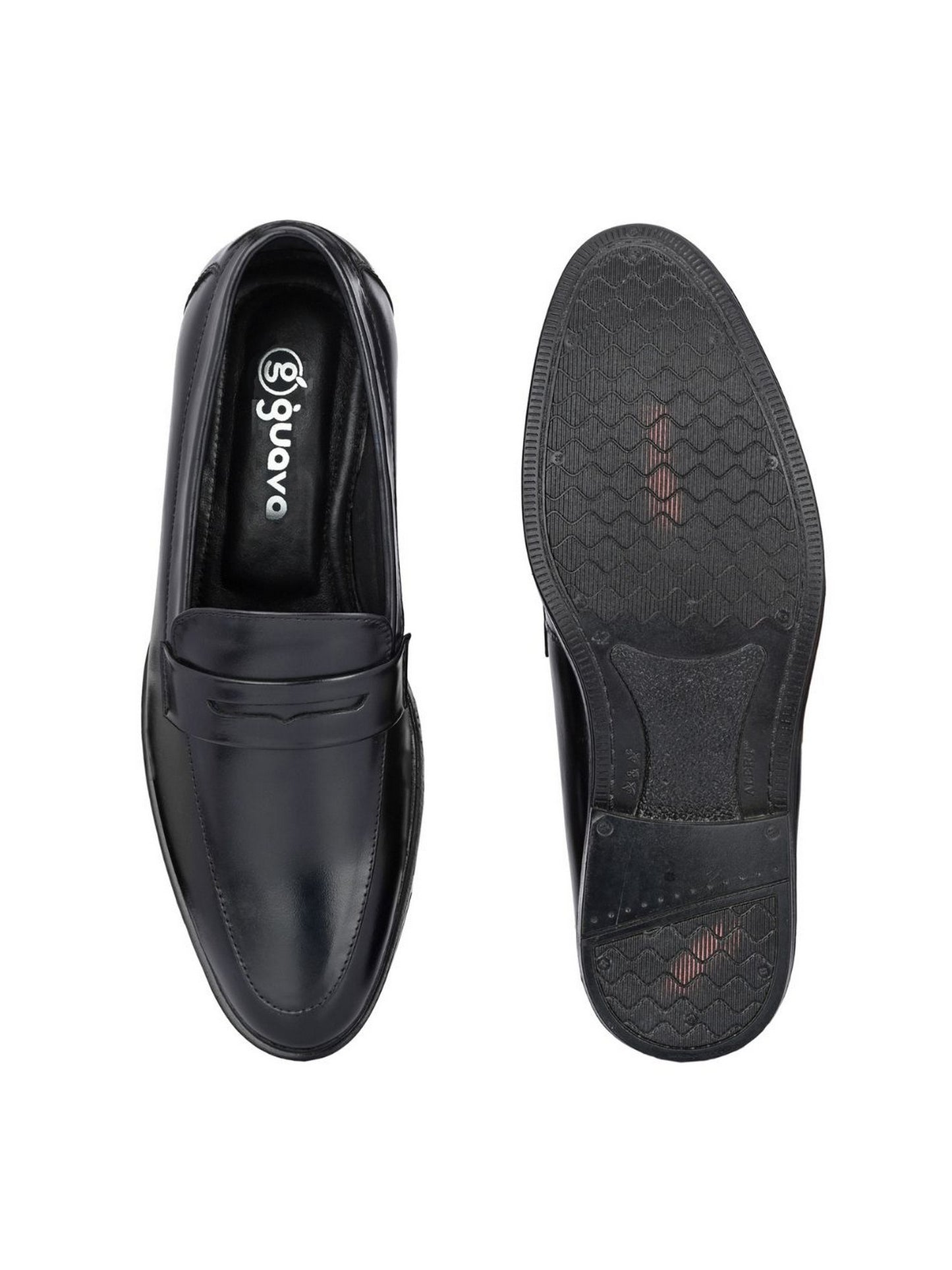 Guava Men's Black Genuine Leather Slip On Formal Shoes (GV15JA796)