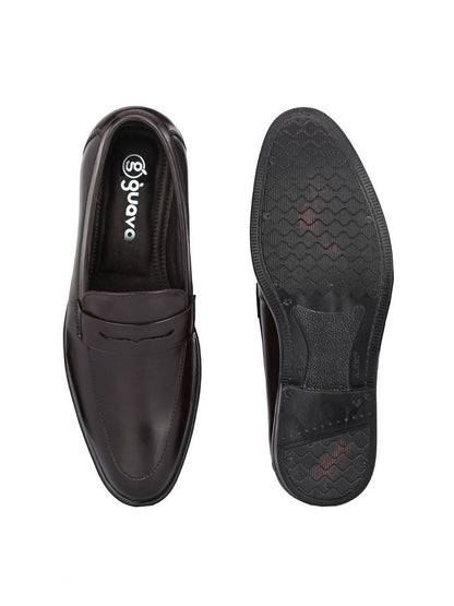 Guava Men's Brown Genuine Leather Slip On Formal Shoes (GV15JA797)