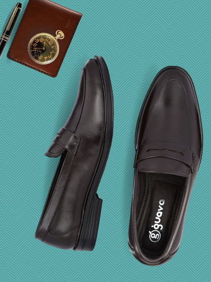Guava Men's Brown Genuine Leather Slip On Formal Shoes (GV15JA797)