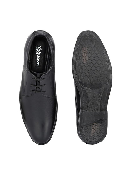 Guava Men's Black Genuine Derby Lace Up Formal Shoes (GV15JA800)