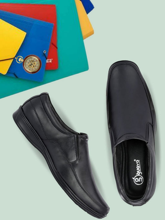 Guava Men's Black Genuine Leather Slip On Formal Shoes (GV15JA802)