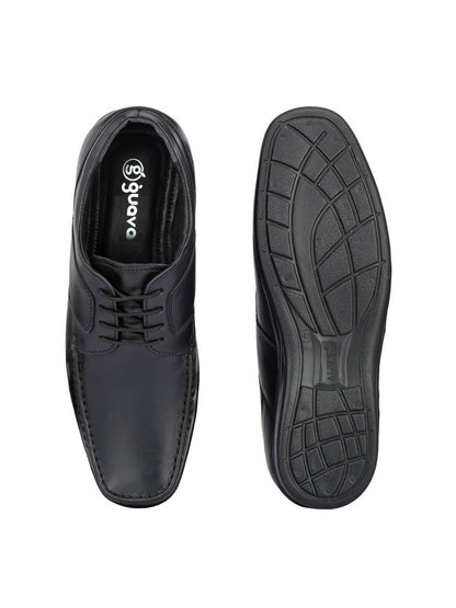 Guava Men's Black Genuine Leather Derby Lace Up Formal Shoes (GV15JA803)
