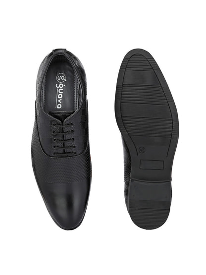 Guava Men's Black Derby Lace Up Semi Formal Shoes (GV15JA809)