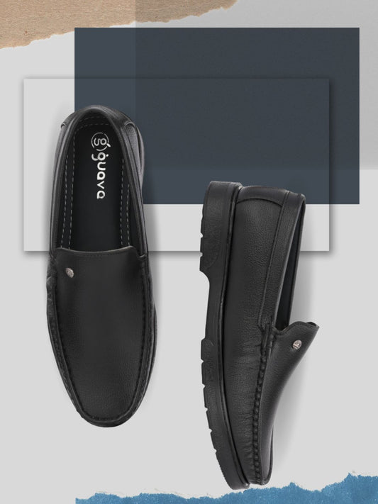 Guava Men's Black Slip On Semi Formal Shoes (GV15JA824)