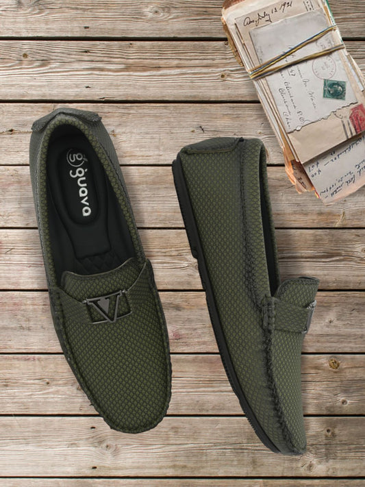 Guava Men's Green Casual Slip On Driving Loafers (GV15JA829)