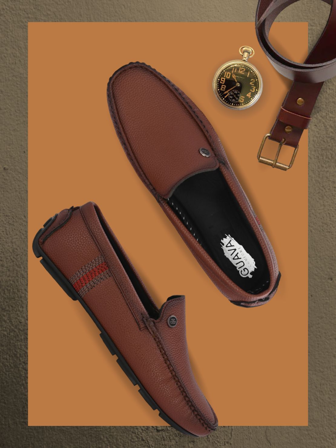 Guava Men's Tan Casual Slip On Driving Loafers (GV15JA834)