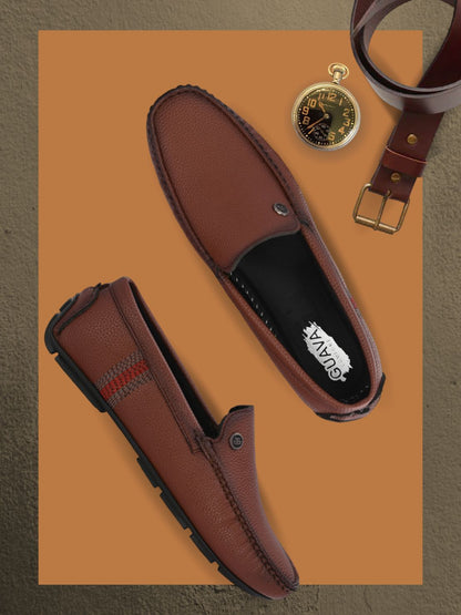 Guava Men's Tan Casual Slip On Driving Loafers (GV15JA834)
