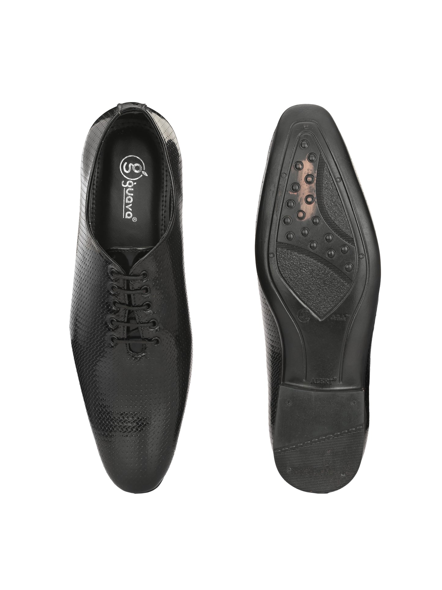 Guava Men's Black Textured Onecut Lace Up Formal Shoes (GV15JA837)