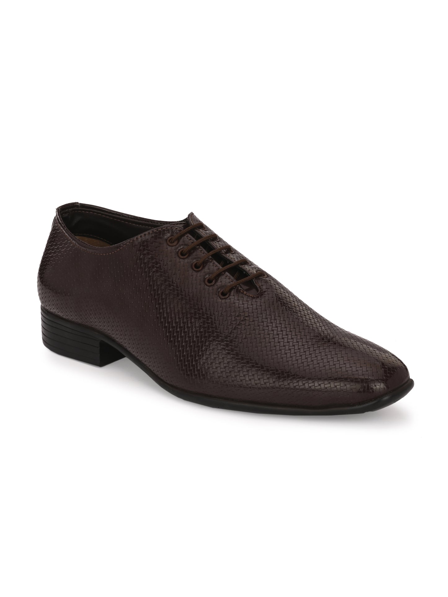 Guava Men's Brown Textured Onecut Lace Up Formal Shoes (GV15JA838)