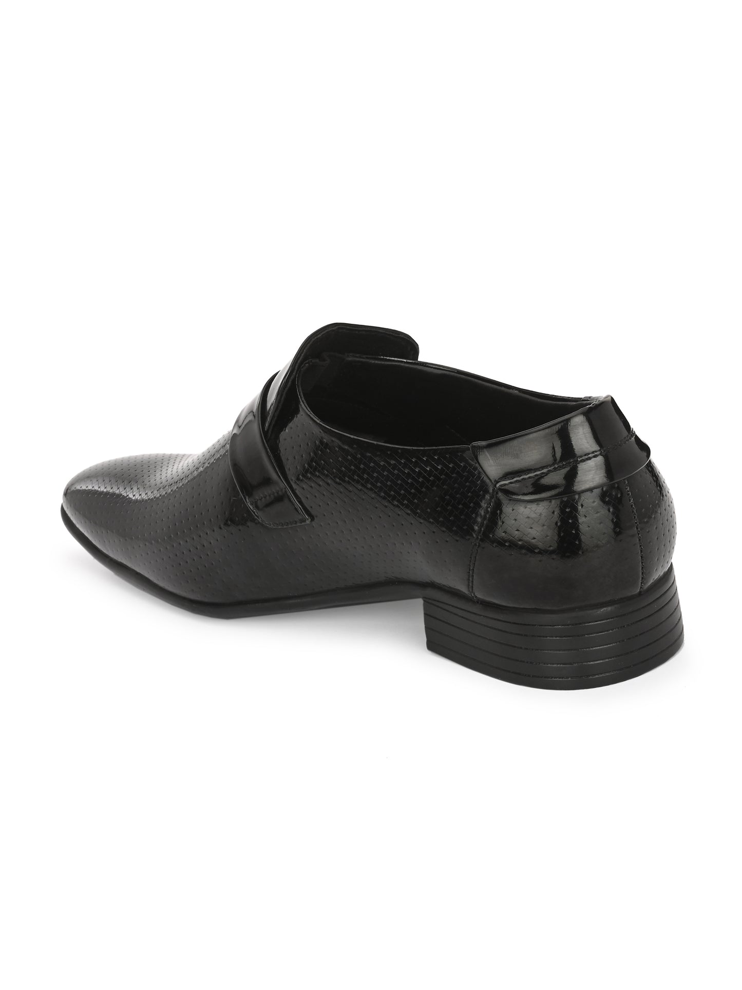 Guava Men's Black Textured Slip On Formal Shoes (GV15JA841)