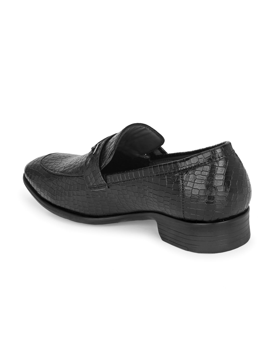 Guava Men's Black Croco Textured Slip On Formal Shoes (GV15JA849)