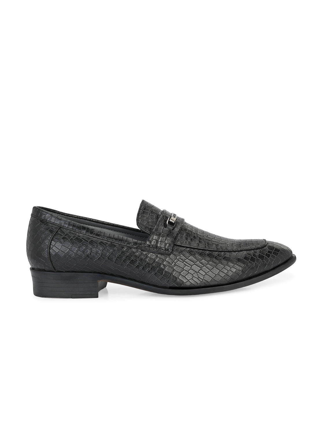 Guava Men's Black Croco Textured Slip On Formal Shoes (GV15JA849)