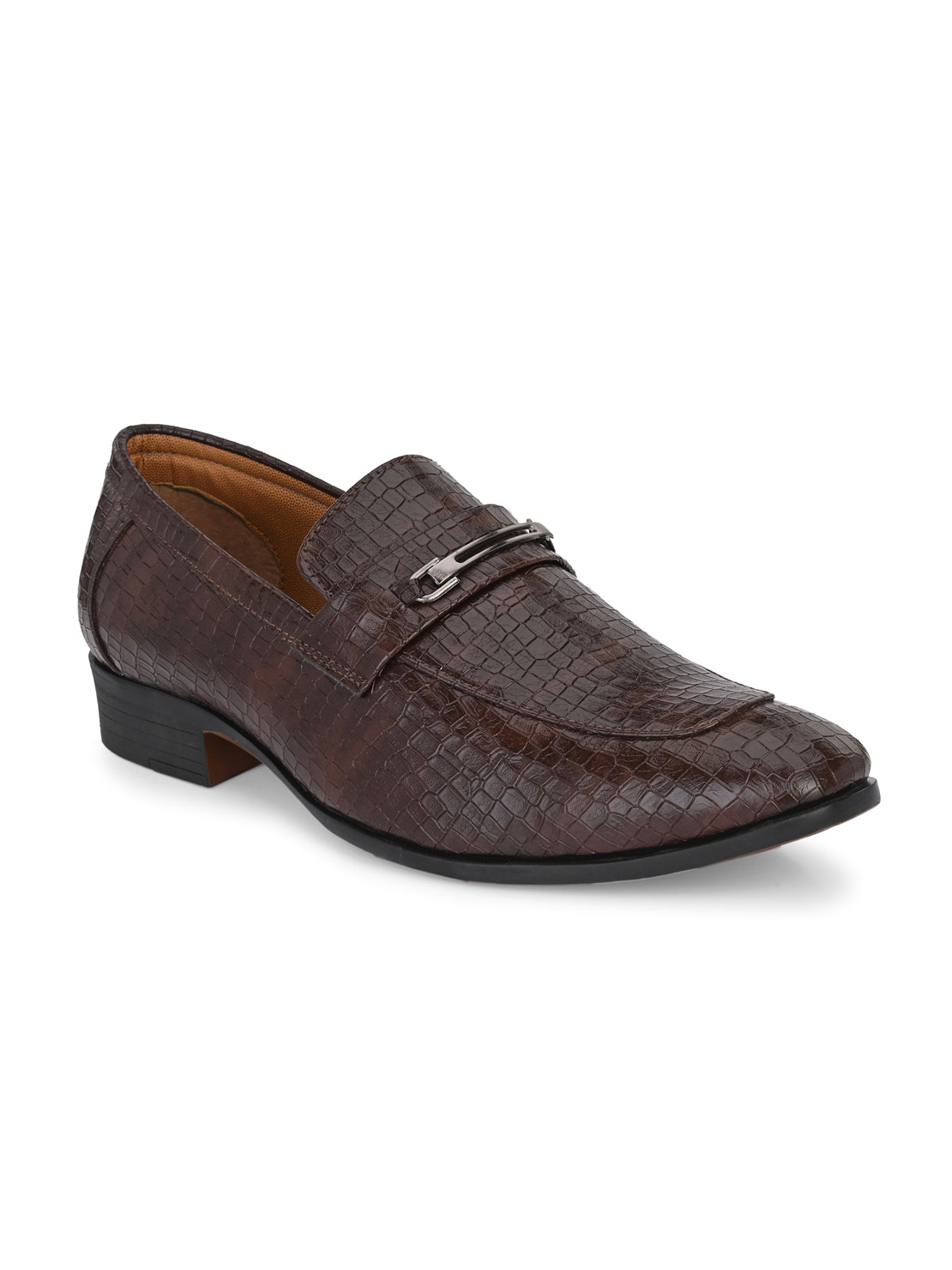 Guava Men's Brown Croco Textured Slip On Formal Shoes (GV15JA850)