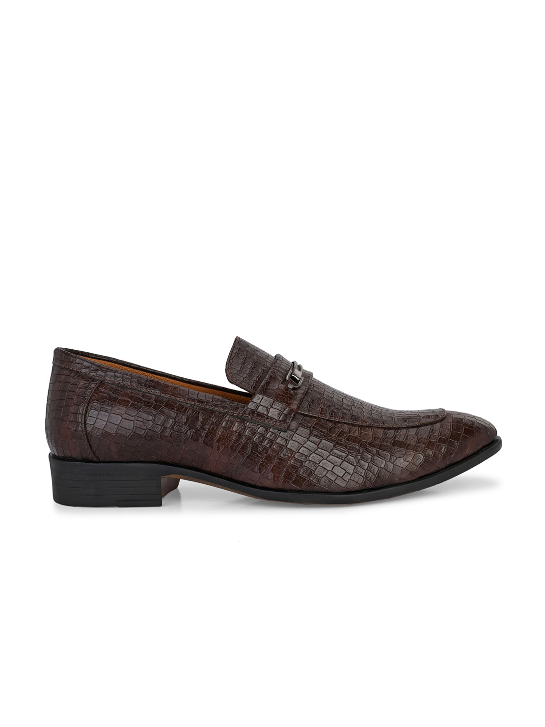 Guava Men's Brown Croco Textured Slip On Formal Shoes (GV15JA850)