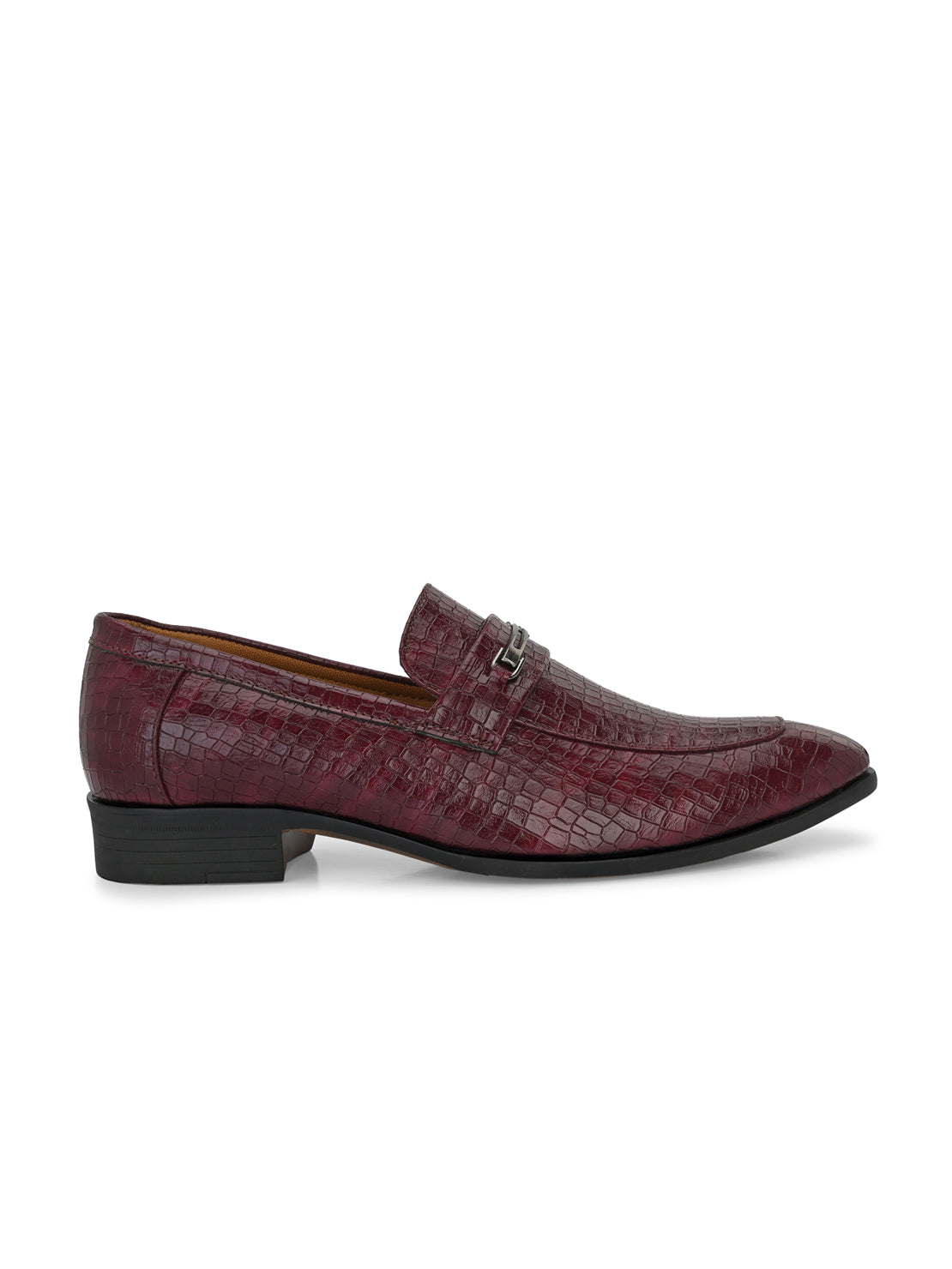 Guava Men's Marron Croco Textured Slip On Formal Shoes (GV15JA851)