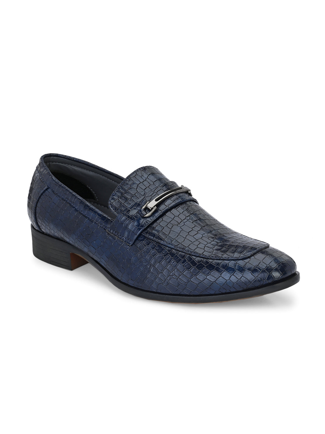 Guava Men's Blue Croco Textured Slip On Formal Shoes (GV15JA852)