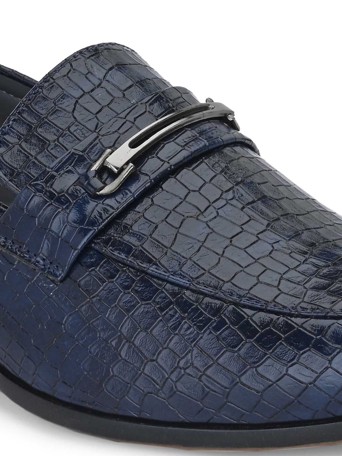 Guava Men's Blue Croco Textured Slip On Formal Shoes (GV15JA852)