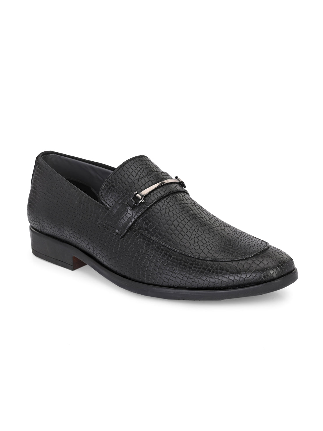 Guava Men's Black Croco Textured Slip On Formal Shoes (GV15JA853)