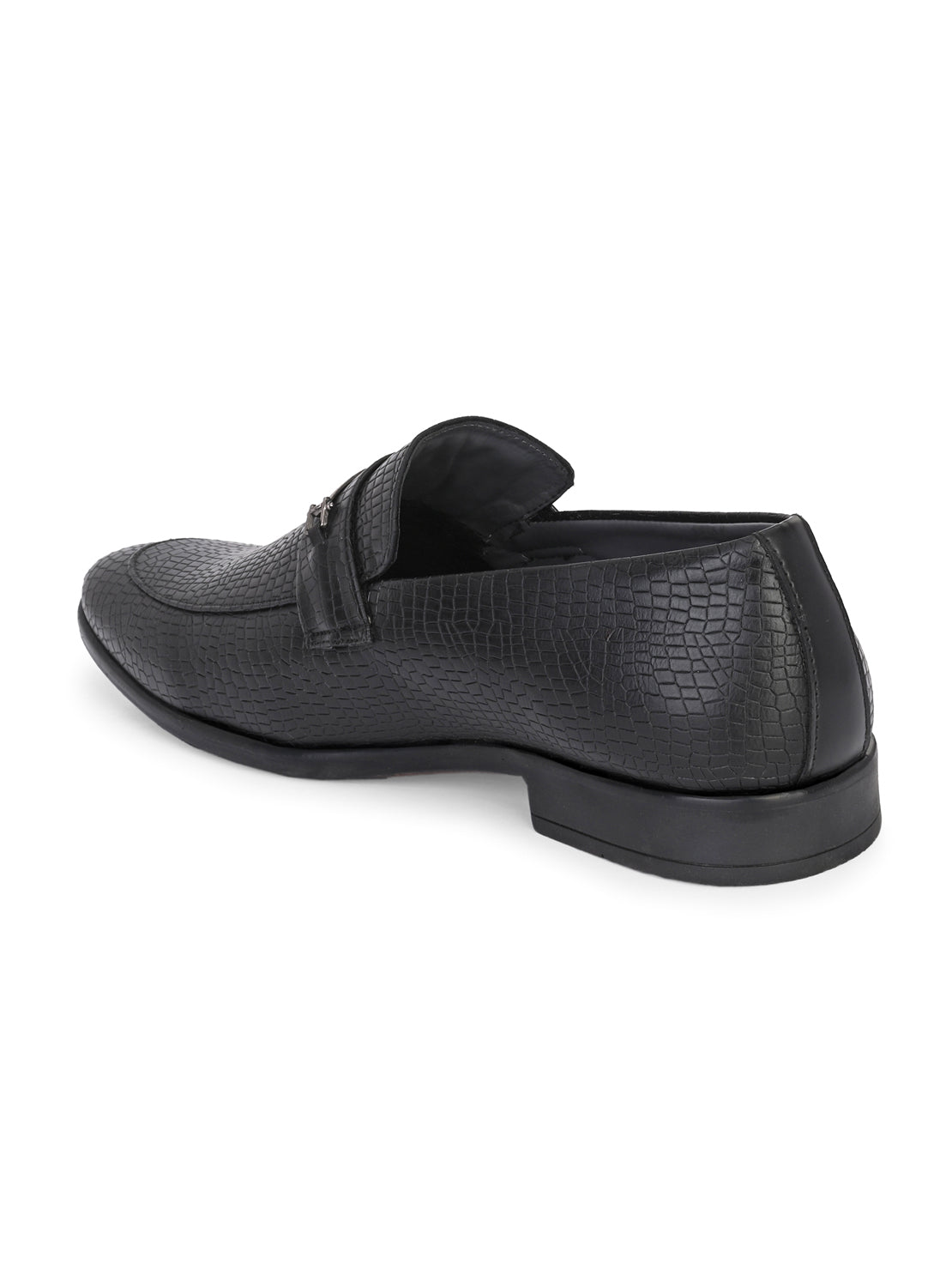 Guava Men's Black Croco Textured Slip On Formal Shoes (GV15JA853)