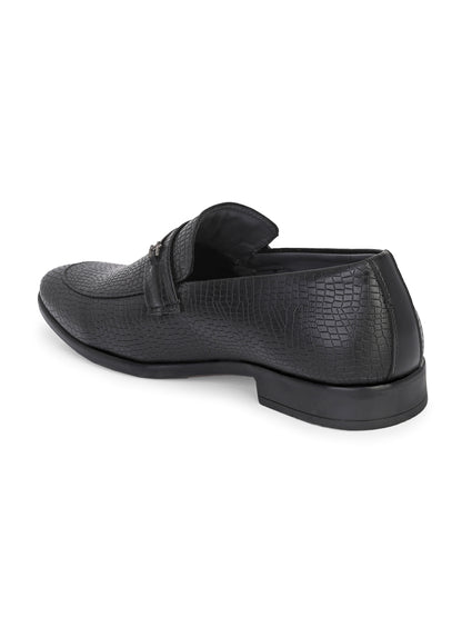 Guava Men's Black Croco Textured Slip On Formal Shoes (GV15JA853)