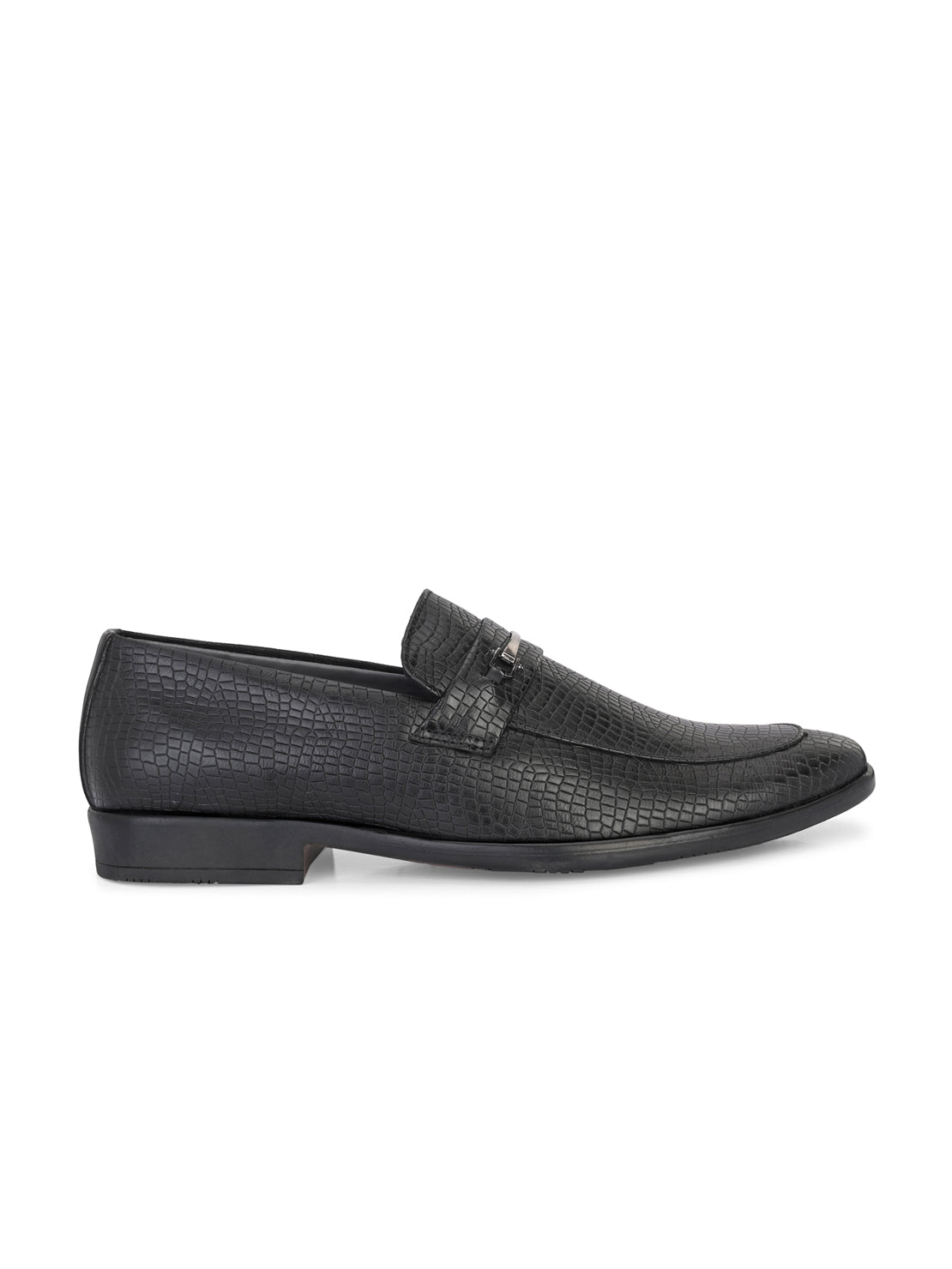 Guava Men's Black Croco Textured Slip On Formal Shoes (GV15JA853)