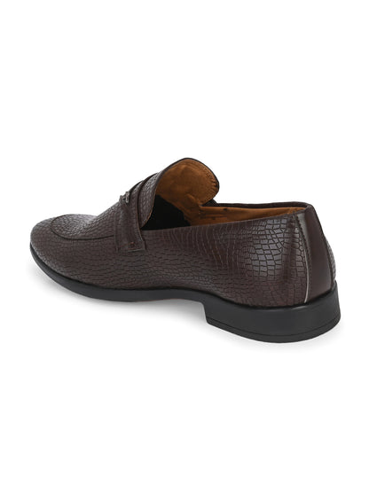 Guava Men's Brown Croco Textured Slip On Formal Shoes (GV15JA854)