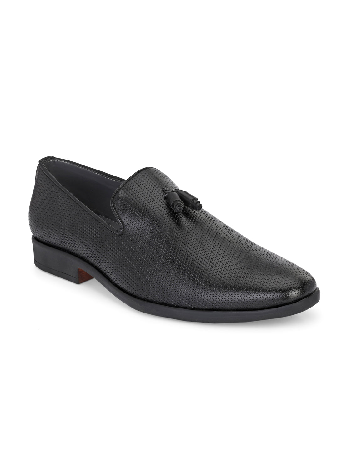 Guava Men's Black Textured Slip On Formal Shoes (GV15JA857)