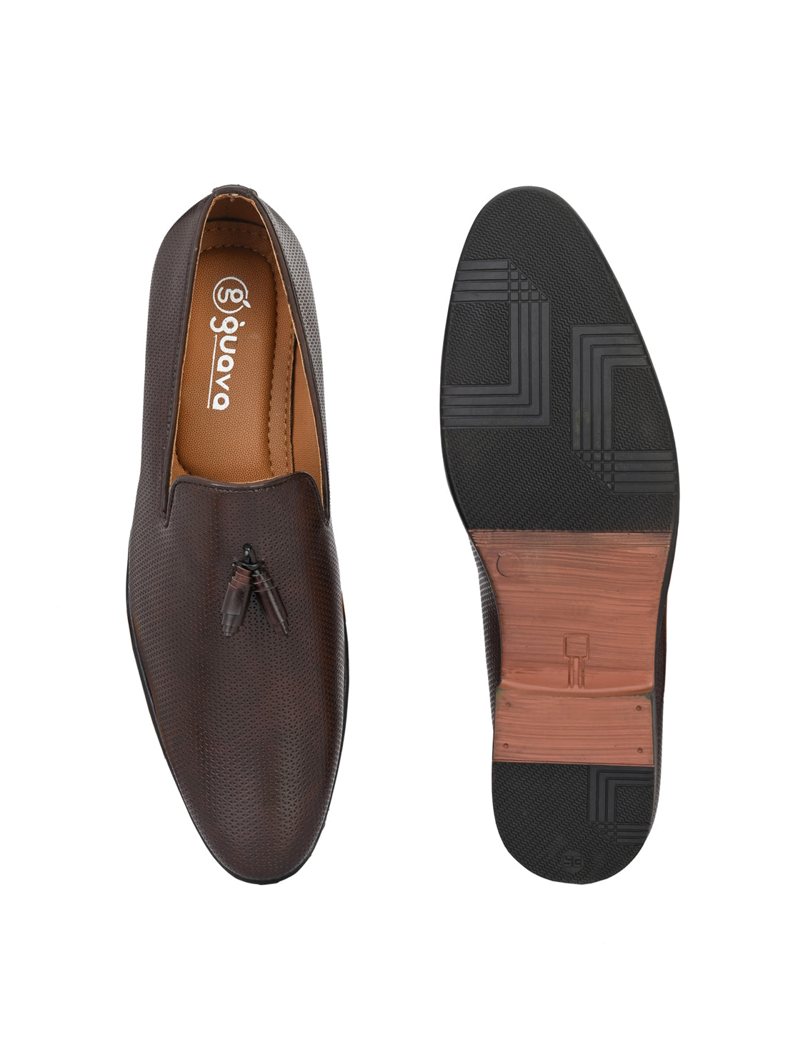 Guava Men's Brown Textured Slip On Formal Shoes (GV15JA858)