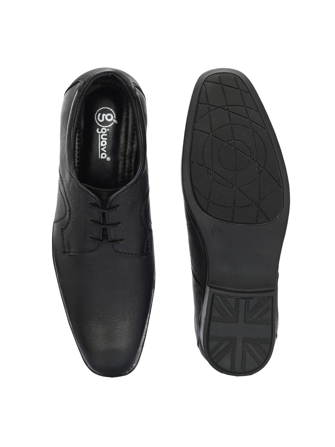 Guava Men's Black Leather Derby Formal Shoes Lace-Up GV15JA871