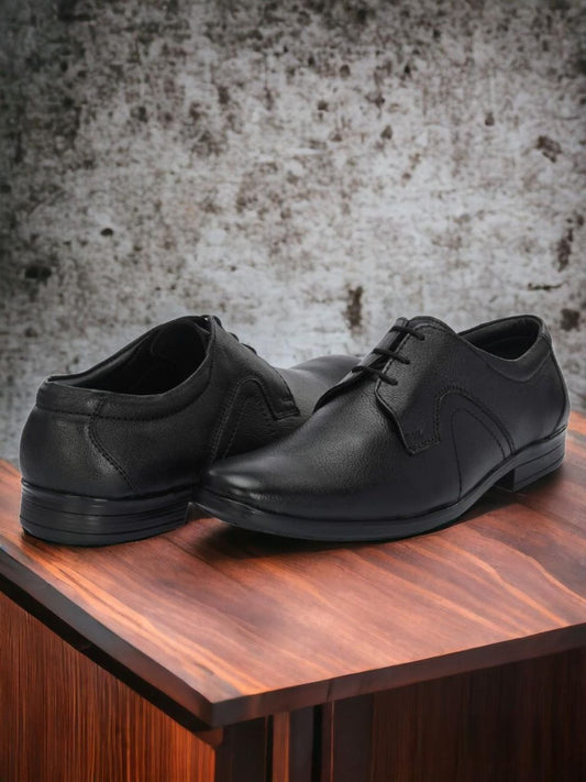 Guava Men's Black Leather Derby Lace-Up Formal Shoes GV15JA872
