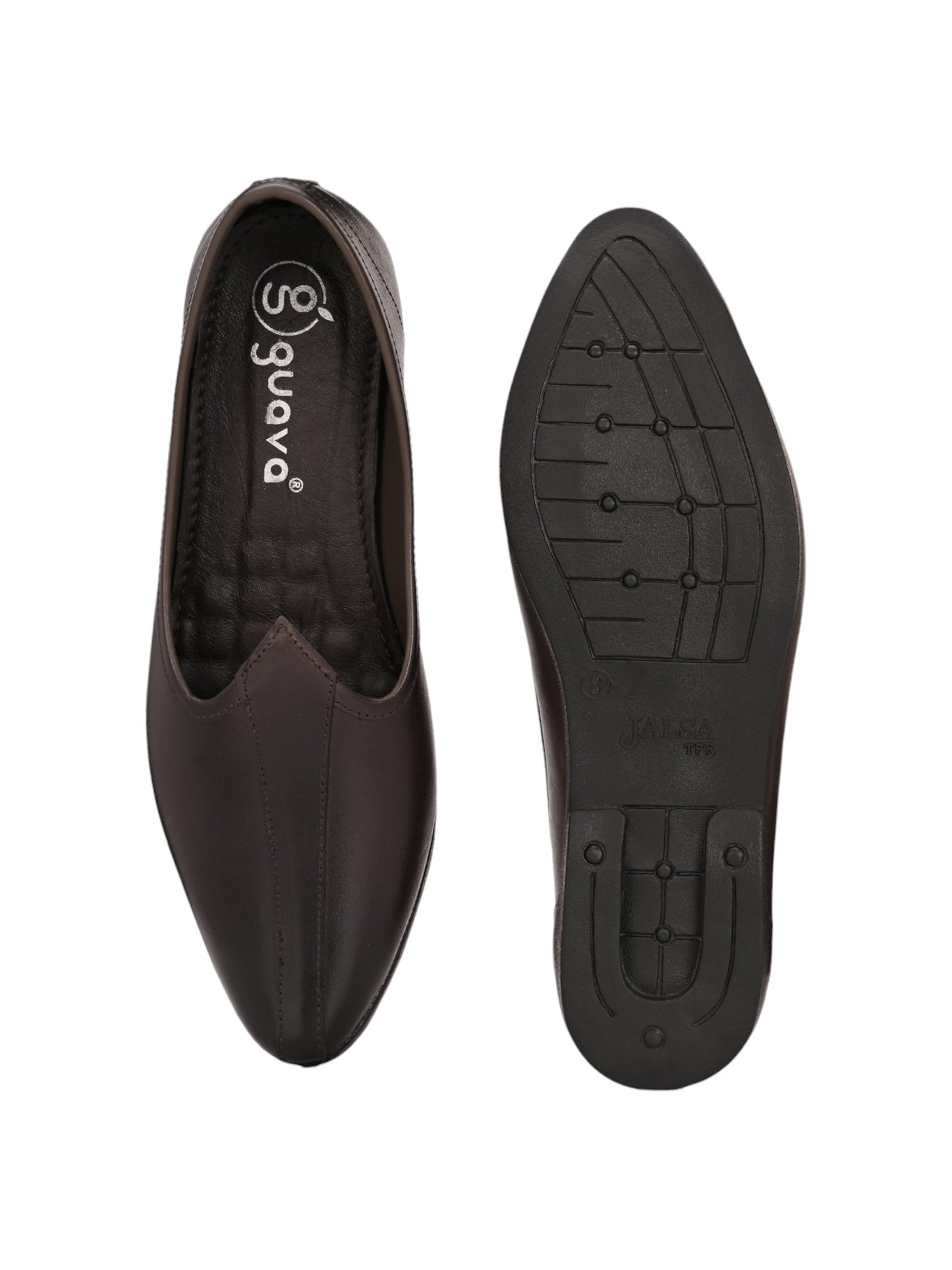 Guava Men's Comfortable Stylish Traditional Genuine Leather Jutti - Brown - GV15JA876
