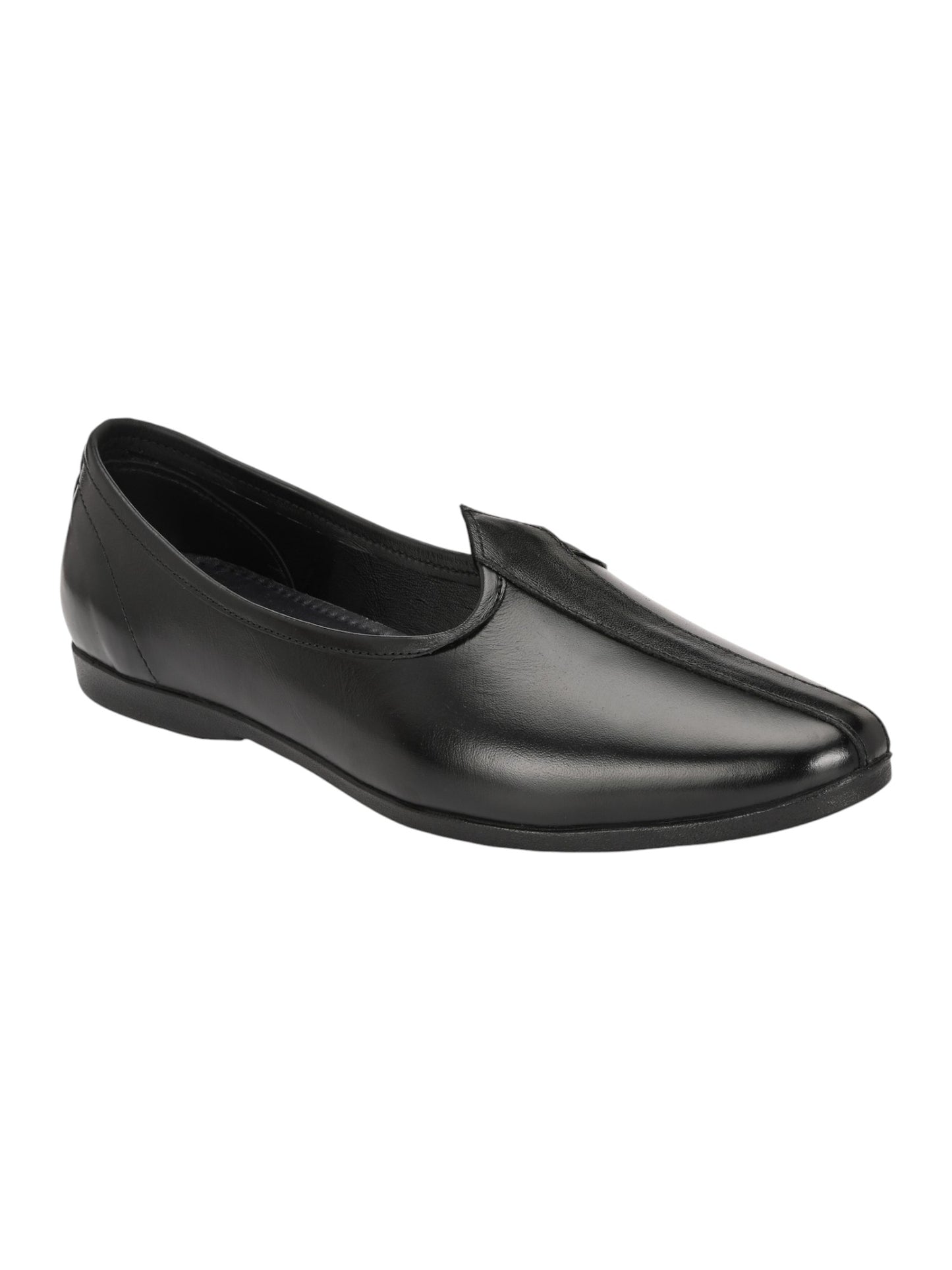 Guava Men's Comfortable Stylish Traditional Genuine Leather Jutti - Black - GV15JA877