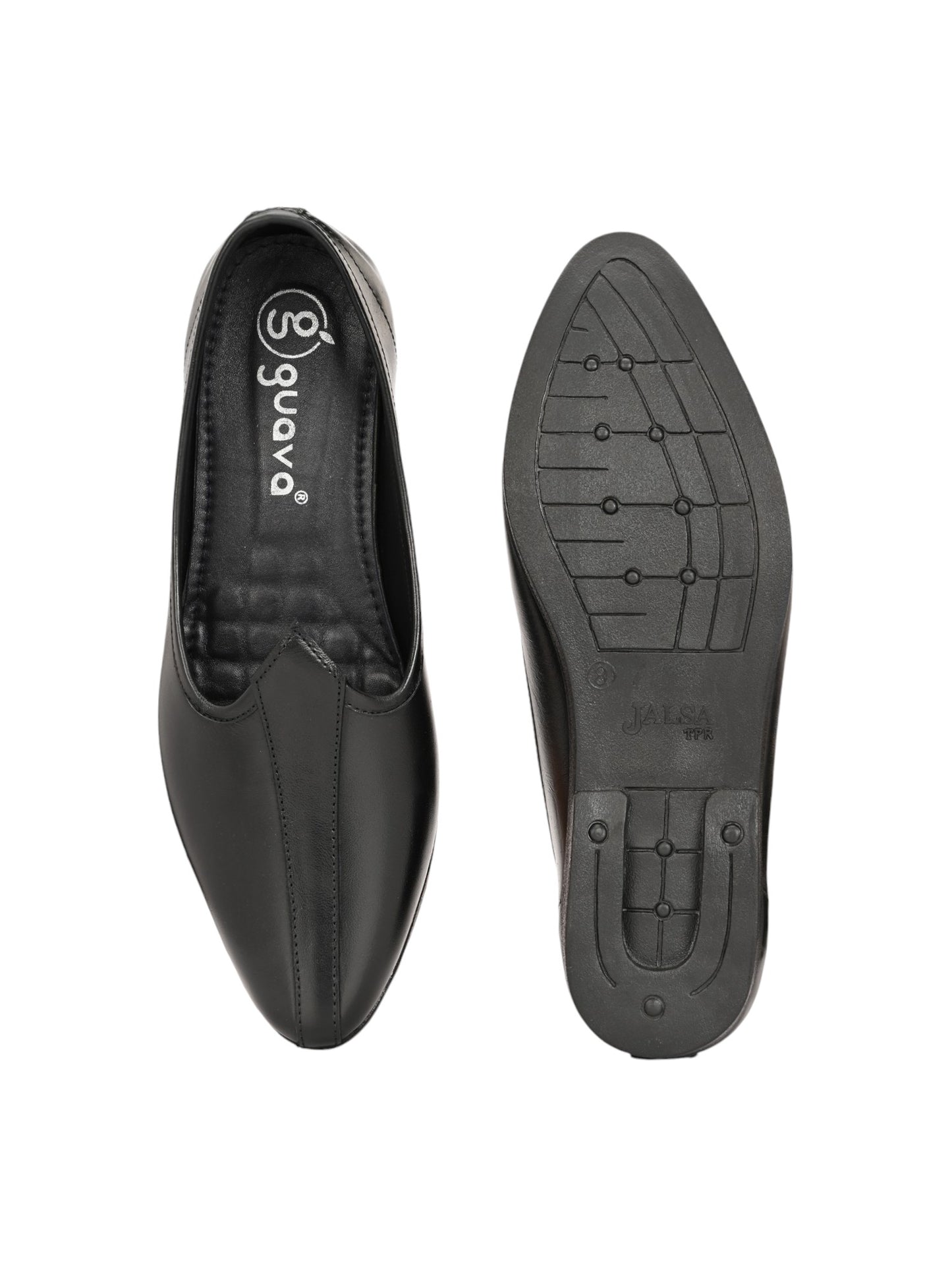 Guava Men's Comfortable Stylish Traditional Genuine Leather Jutti - Black - GV15JA877