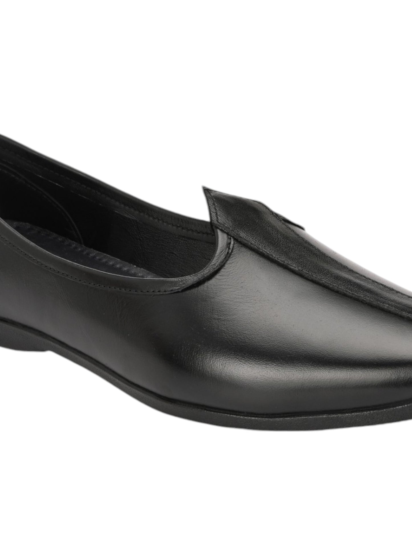 Guava Men's Comfortable Stylish Traditional Genuine Leather Jutti - Black - GV15JA877