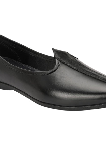 Guava Men's Comfortable Stylish Traditional Genuine Leather Jutti - Black - GV15JA877