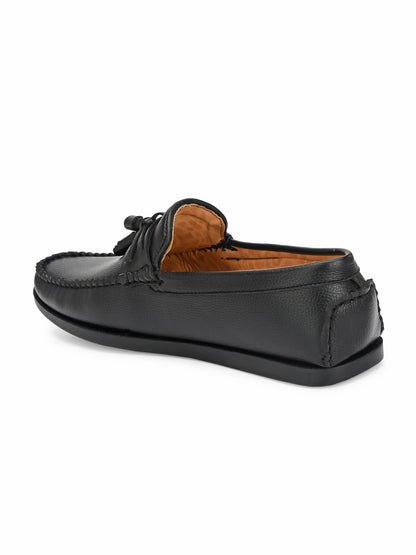Guava Men's Black Textured Embossed 360 Flexible Slip On Driving Loafers (GV20JA714)