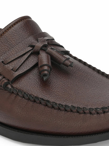 Guava Men's Brown Textured Embossed 360 Flexible Slip On Driving Loafers (GV20JA715)