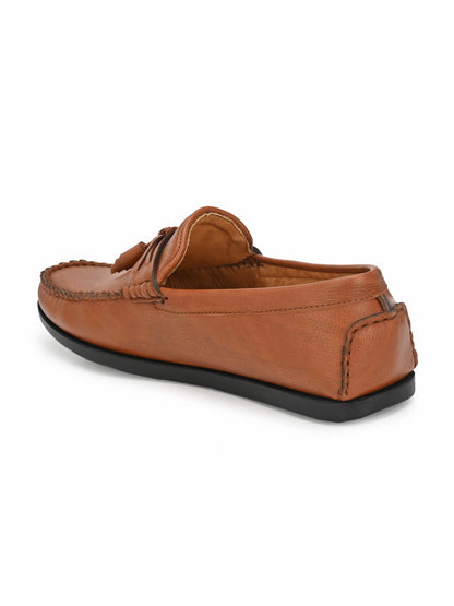 Guava Men's Tan Textured Embossed 360 Flexible Slip On Driving Loafers (GV20JA716)