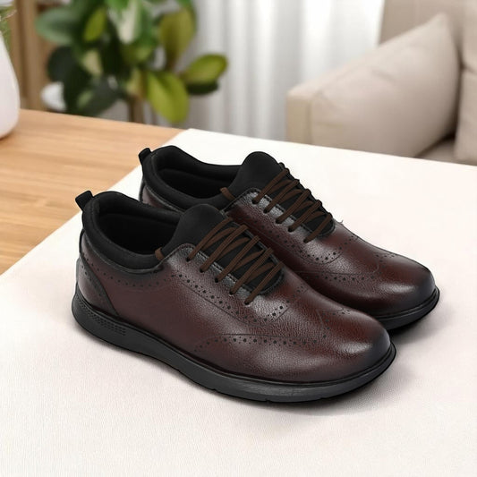 Guava Men's Featherwalk Lightweight Brown Brogue Semi Fromal Shoes GV25JA897